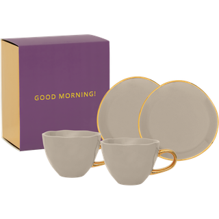 URBAN NATURE CULTURE Good Morning gavesæt Cappuccino krus & underkop 2-pak Gray morn