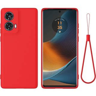 Motorola Moto G85 (5G) Liquid Silikone Bagside Cover m. Strop - Rød