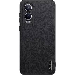 EIDERWOOD OnePlus Nord CE4 Lite (5G) Læderbetrukket Plastik Bagside Cover -  Træ Tesktur - Sort