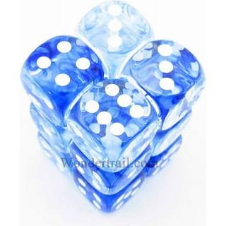 Chessex terning D6 S?t: Nebula m?rkebl? med hvid - 16 mm seks -sidet matrice (12) Blok af terninger