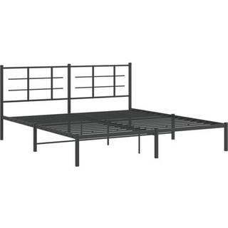 Sengeramme Med Sengegavl Metal - Sort / med hovedgærde / 183 x 213 cm