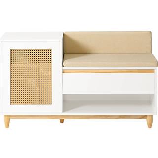 SoBuy Skobænk med Skohylde - Hvid/Naturlig - 100x60x35 cm