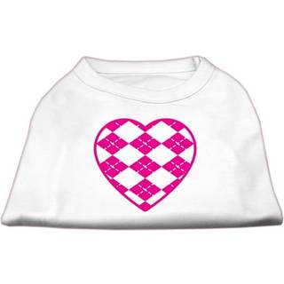 Argyle Heart Pink Screen Print Shirt White XL