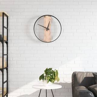 vægur Ø35 cm jern og egetræ brun