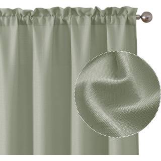Chyhomenyc Bennet Light Sage Green Curtains 45 tommer længde 2 Paneler Faux Linnekstremt Semi Sheer Light Filtrering Soft Airy Rod Pocket Window