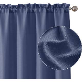 Chyhomenyc Bennet Blue Curtains 54 tommer længde 2 Paneler Faux Linnekstremt Semi Sheer Light Filtrering Soft Airy Rod Pocket Window Treatment Dr