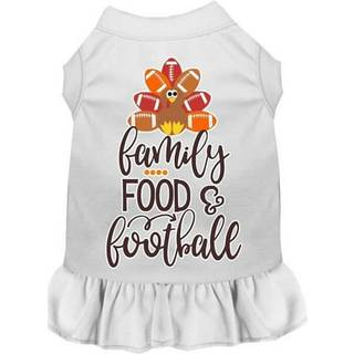 Family Food and Football Screen Print Dog Dress White XL