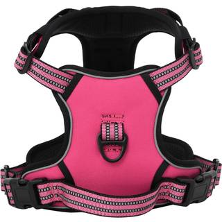 hundesele med refleksstriber str. M justerbar pink