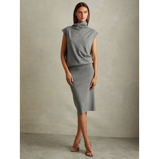 Reiss Hester Strikket Uld-Cashmere Blouson Top Midi KjoleSmall
