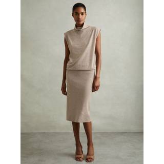Reiss Reiss Neutral Hester Knitted Wool-Cashmere Blouson Top Midi Dress
