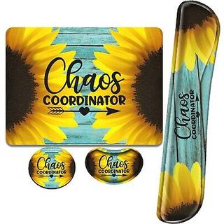 Chaos Coordinator Mouse Pad and Keyboard med h?ndled Support Chaos Mousepad Memory Foam h?ndleds hvile til tastatur og musem?tpude 4 i 1 musem?tt
