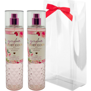 Bath & Body Works Gingham Gorgeous Fine Fragrance Mist – 8 oz, 2023 Begrænset udgave, Lyserøde jordbær, ferskennektar og pæon