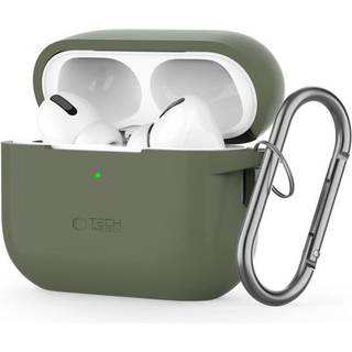 Tech-Protect Apple AirPods Pro (1. & 2. Gen) Silikone Cover m. Karabinhage - Oliven Grøn