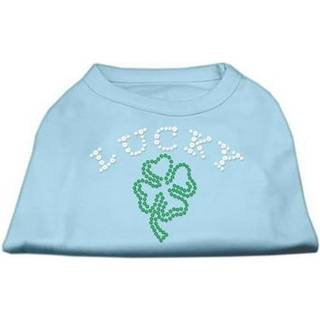 Fyra bladklöver kontur Rhinestone -skjortor Baby Blue XS