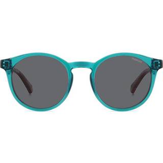 Polaroid Junior PLD 8061/S TCF/M9 Solbriller Polycarbonat Lyseblå Grå Pantos Polariseret