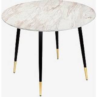 Spisebord 100 cm 6 pladser i Sort Guld Marmor