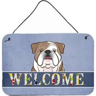 """" Caroline's Treasures BB1405DS812 Engelsk bulldog Velkommen væg eller dør hængende tryk 8 x 12 """" ""Multicolor"" ""