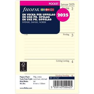Filofax 2025 kalender refill Pocket med en uge pr opslag