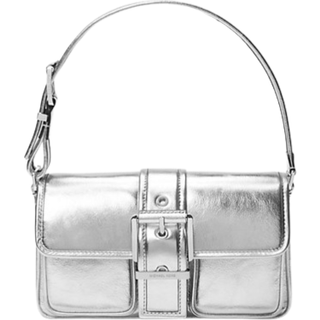 MK Colby Medium Metallic Leather Shoulder Bag - Silver - Michael Kors - ONE SIZE