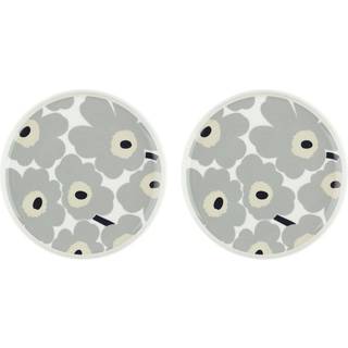 Marimekko Unikko tallerken Ø25 cm 2-pak White-light grey-sand-dark blue