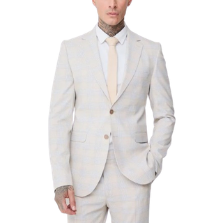 Mens Stone Tall Checked Skinny Fit Blazer