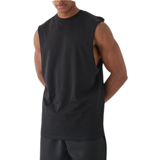 Mens Black Regular Fit Basic Drop Armhole vest