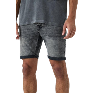 Mens Skinny Stretch Denim Shorts In Charcoal