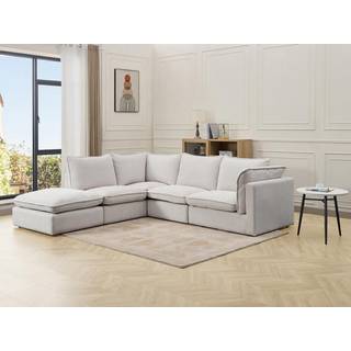 Venstrevendt hjørnesofa i beige tekstureret stof BRUMADO