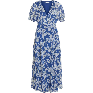 VILA VILA Blue Angel Sleeve Midi Occasion Dress - EU 36 (UK 8)