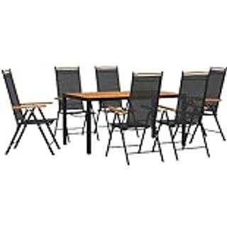 Spisebordssæt Til Haven 5 Dele Aluminium - 6 / Sort og brun / 150 cm bordlængde