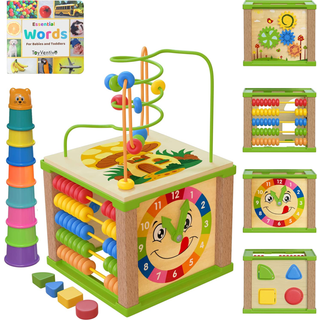 ToyVentive Wood Activity Cube Montessori Leget?j til 1+ ?r gammel pige Multipurpose Uddannelses sensorisk leget?j til baby sm?barn Kid | F?rste f
