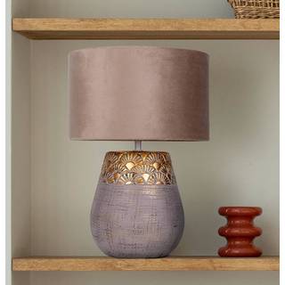 Näve Bordlampe Bronco, Creme/amber, Stue/spisestue, Keramik