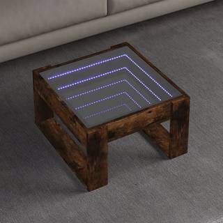 sofabord med Infinity LED-lys 50x53x30 cm røget egetræsfarve