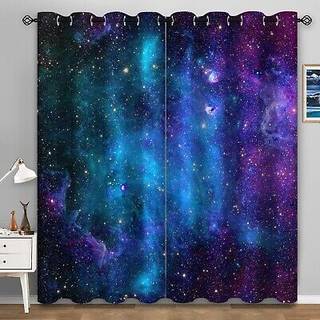 Aimego Galaxy Blackout Curtains Ydre Space Universe Nebula Night Starry Decor til b?rn drenge teenagere sovev?relse stue vindue gardiner grommet