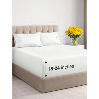 Extra djupficka drottningark - 4 -stycken andningsbara och kylande lakan - Hotell lyxblad set - mjuk rynka gratis & bekväm - passar lätt extra dj