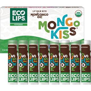 Mongo Kiss USDA Organic Lip Balm Set 8-Pack (0,15 oz. Hver) med Mongongo Oil & Cocoa Butter for at fugte spækkede læber | Lavet i USA af Eco Lips