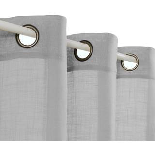 Voilybird Linen Gray Grommet gardiner 84 tommer l?ngde til sovev?relse Boho Semi Sheer Drapes 2 paneler