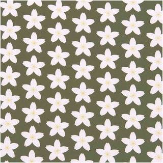 Stoffabschnitt Baumwoll-Popelin oliv Kirschblüten 50x140cm - Oliv