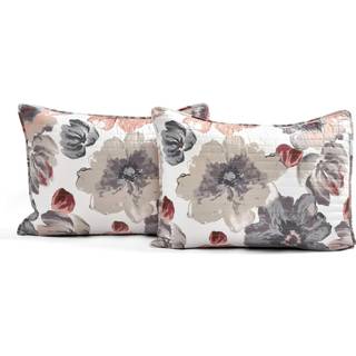 Frodig indretning Leah 3 stykker blomster reversibelt quilt s?t fuld/dronning koral & gr?