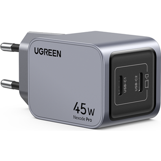 UGREEN x707 Nexode Pro Vægoplader 45W, 3A, 2x USB-C - Grå
