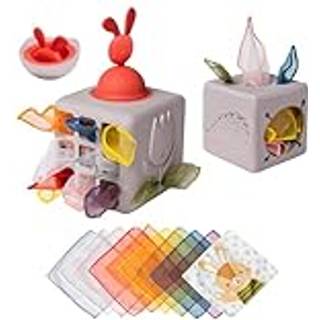 Taf Toys Baby Tissue Box Montessori Toys For Babies - Sensory & Motor Skills Development Silicone Leget?j med 10 stofv?v Pop -Up Bunny Toys for 1