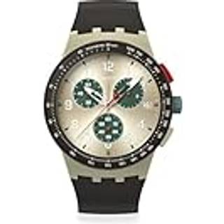 Swatch OBSIDIAN INK Quartz Beige Dial Silicone Strap Unisex Watch SUST402