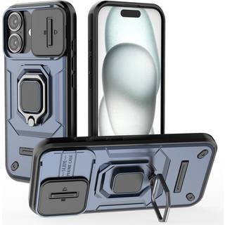 EIDERWOOD iPhone 16 Håndværker Bagside Cover m. Magnetisk Kickstand & Cam Slider - Blå