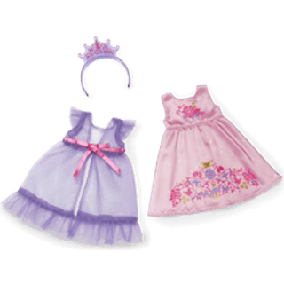 American Girl WellieWishers 14,5-tommer dukke Royal Ruffles Natkjole & Robe Outfit med et tiara pandebnd til alderen 4+
