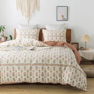 Honeilife Queen Duvet Cover Set - Breathable 100% Cotton Floral 3pcs Wildflower Comforter Cover med lynl?s lukning og hj?rneb?nd S?dt gr?s