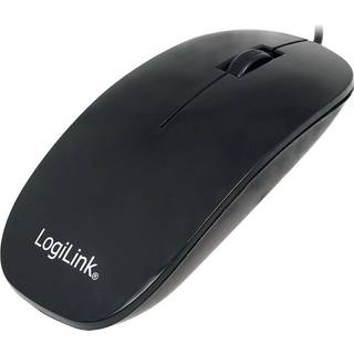 LogiLink Mouse optical black flat - Mus - Optisk - 3 knapper - Sort