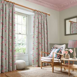 Cath Kidston Cath Kidston Sage Friendship Garden Blackout Pencil Pleat Curtains