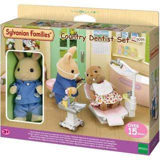 Sylvanian Families Landsby-tandlæge figursæt med kaninfigur og tilbehør - 15 dele