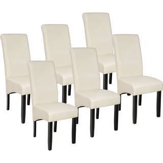 Spisebordsstol, ergonomisk - creme,Sæt med 6 stk.