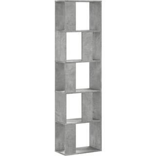 bogreol 45x23,5x162,5 cm 5 hylder konstrueret træ betongrå